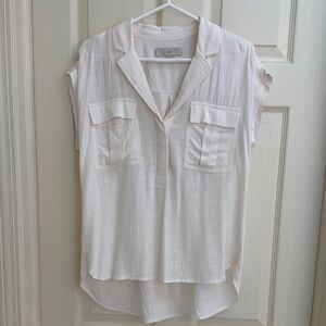 LOFT Women's Ivory Short Sleeve Camp Shirt Top XS
